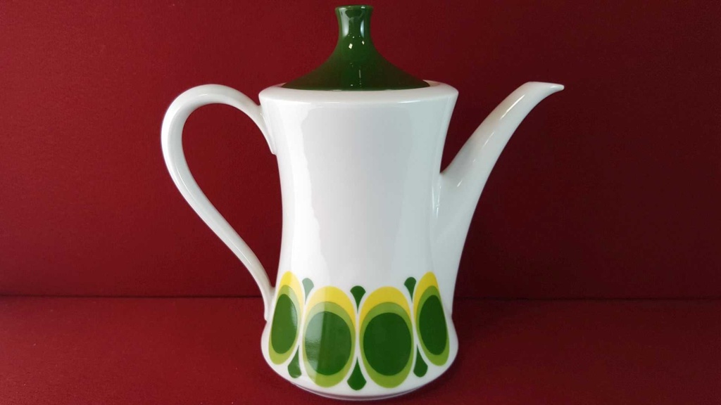 [45815348] Kaffeekanne 1,2 L Seltmann Weiden gelb grün Dekor 07 42761 Retro gebraucht - sehr gut Bild 3