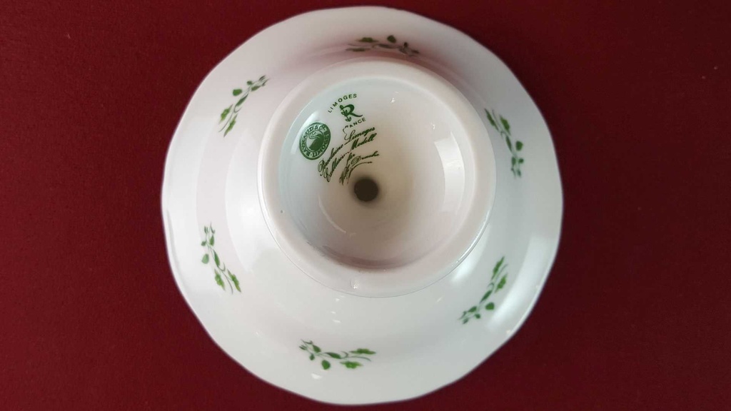 [45815391] Gebäckschale auf Fuß 15 cm Raynaud & Co. Limoges Fleurie Wilh. Drache gebraucht - sehr gut Bild 6