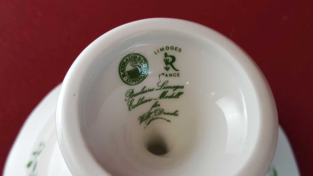 [45815391] Gebäckschale auf Fuß 15 cm Raynaud & Co. Limoges Fleurie Wilh. Drache gebraucht - sehr gut Bild 7