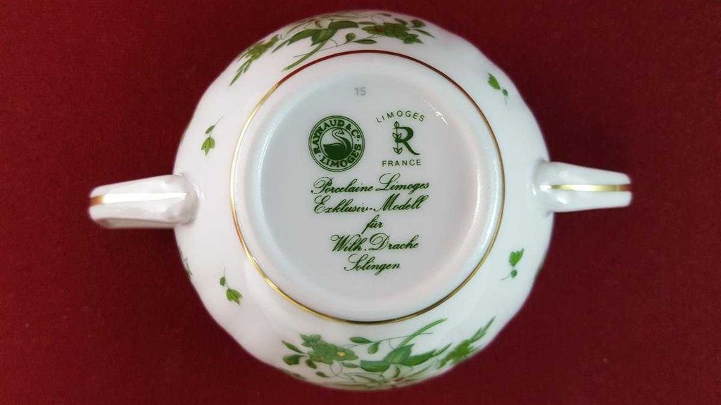 [45815392] Zuckerdose Raynaud & Co. Limoges Fleurie Grün gebraucht - sehr gut Bild 7