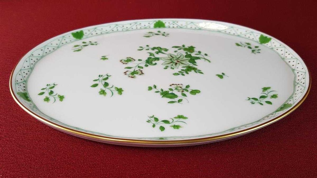 [45815393] Servierplatte Speiseplatte Fleischplatte Steakplatte 23x18,4 cm Raynaud & Co. Limoges Fleurie Wilh. Drache Grün gebraucht - sehr gut Bild 5