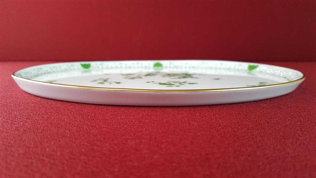 [45815393] Servierplatte Speiseplatte Fleischplatte Steakplatte 23x18,4 cm Raynaud & Co. Limoges Fleurie Wilh. Drache Grün gebraucht - sehr gut Bild 6