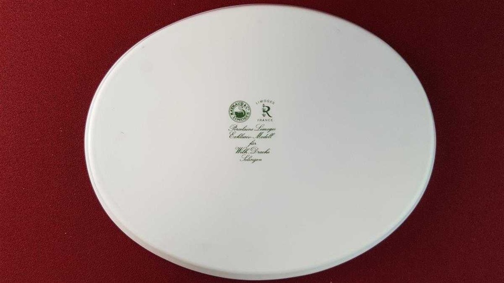 [45815393] Servierplatte Speiseplatte Fleischplatte Steakplatte 23x18,4 cm Raynaud & Co. Limoges Fleurie Wilh. Drache Grün gebraucht - sehr gut Bild 7