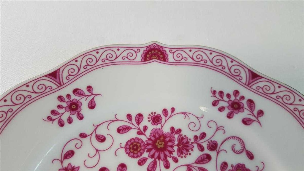 [45815417] Kuchenteller Dessertteller Frühstücksteller 19,7 cm Lindner Porzellan Marie Luise Alte Ranke Rot gebraucht - neuwertig Bild 3