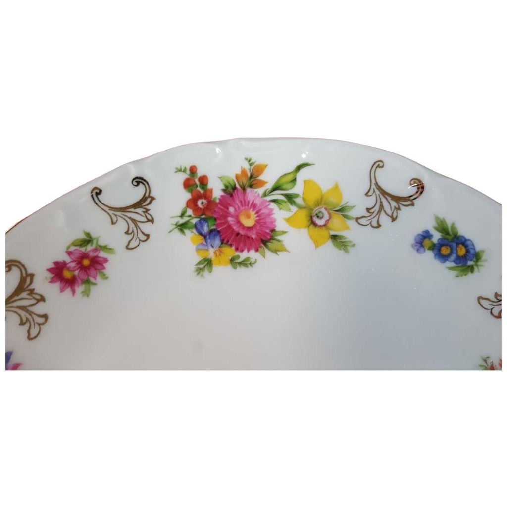 [45815432] Kuchenteller Goldrand 19,8 cm Paul Leitner bunte Blumen mit gebraucht - gut Bild 2