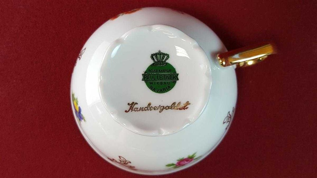 [45815436] Teetasse Tasse Goldrand Paul Leitner bunte Blumen mit gebraucht - gut Bild 6