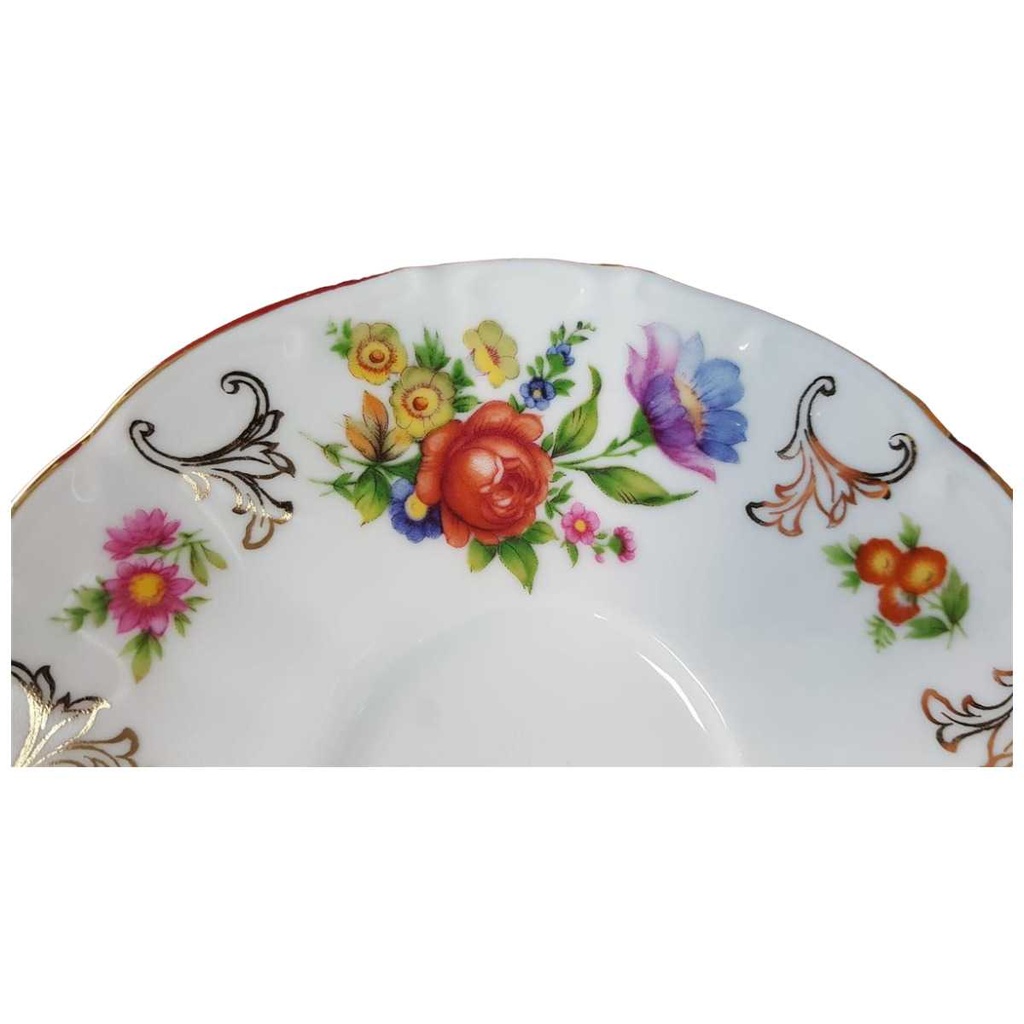 [45815437] Untertasse für Tee Goldrand 14,8 cm Paul Leitner bunte Blumen mit gebraucht - sehr gut Bild 2