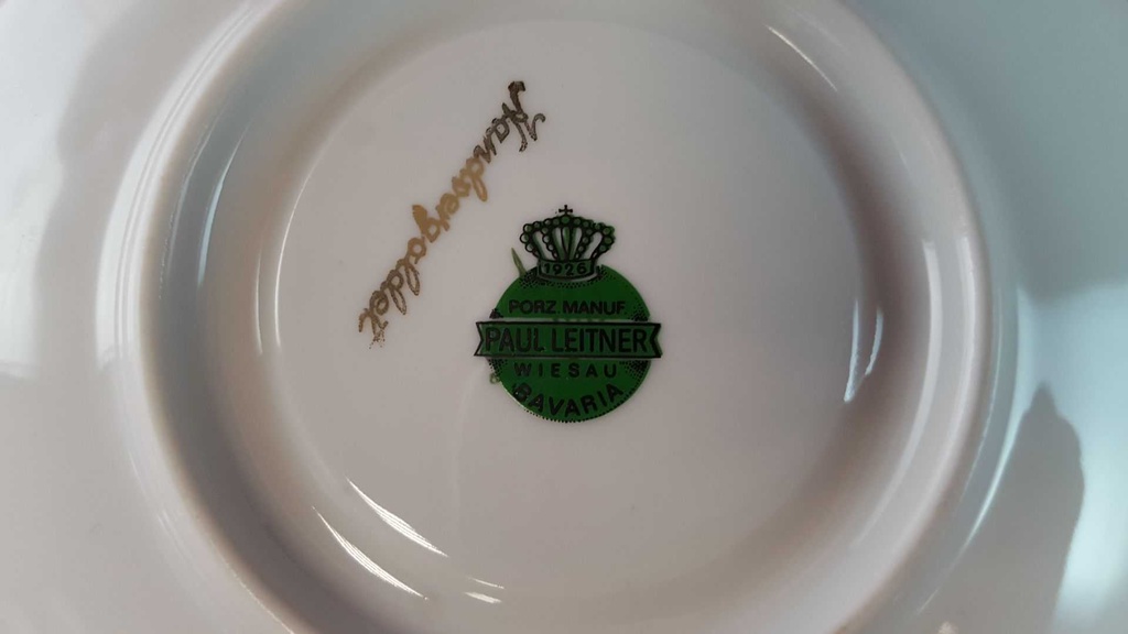 [45815437] Untertasse für Tee Goldrand 14,8 cm Paul Leitner bunte Blumen mit gebraucht - sehr gut Bild 4