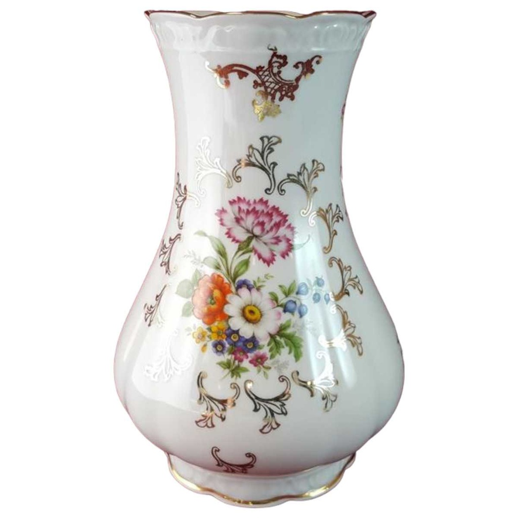 [45815439] Vase Goldrand 20,2 cm Paul Leitner bunte Blumen mit gebraucht - sehr gut Bild 2