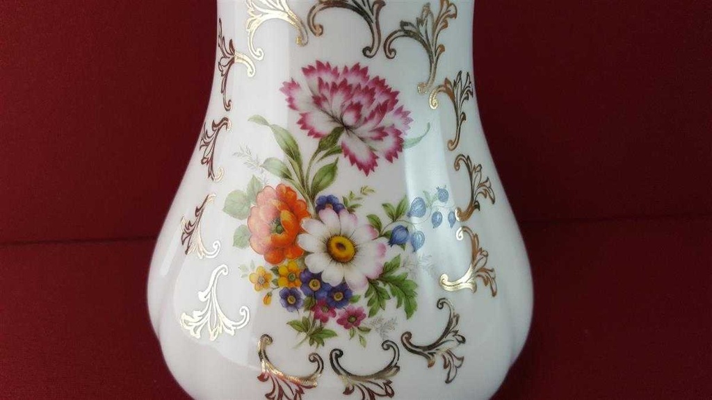 [45815439] Vase Goldrand 20,2 cm Paul Leitner bunte Blumen mit gebraucht - sehr gut Bild 3