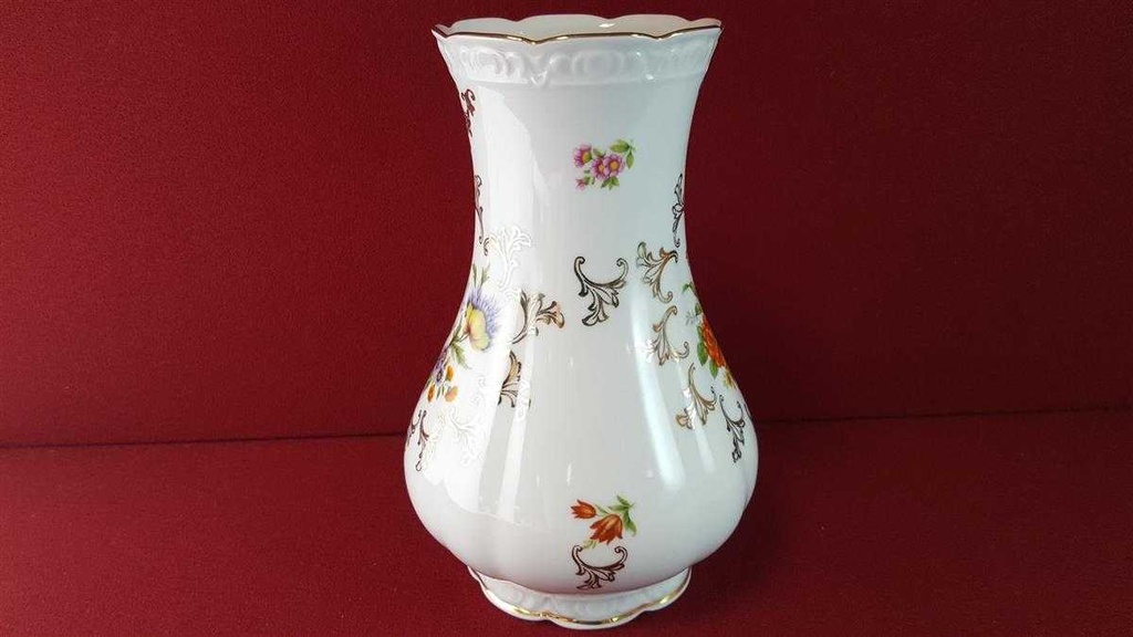 [45815439] Vase Goldrand 20,2 cm Paul Leitner bunte Blumen mit gebraucht - sehr gut Bild 4