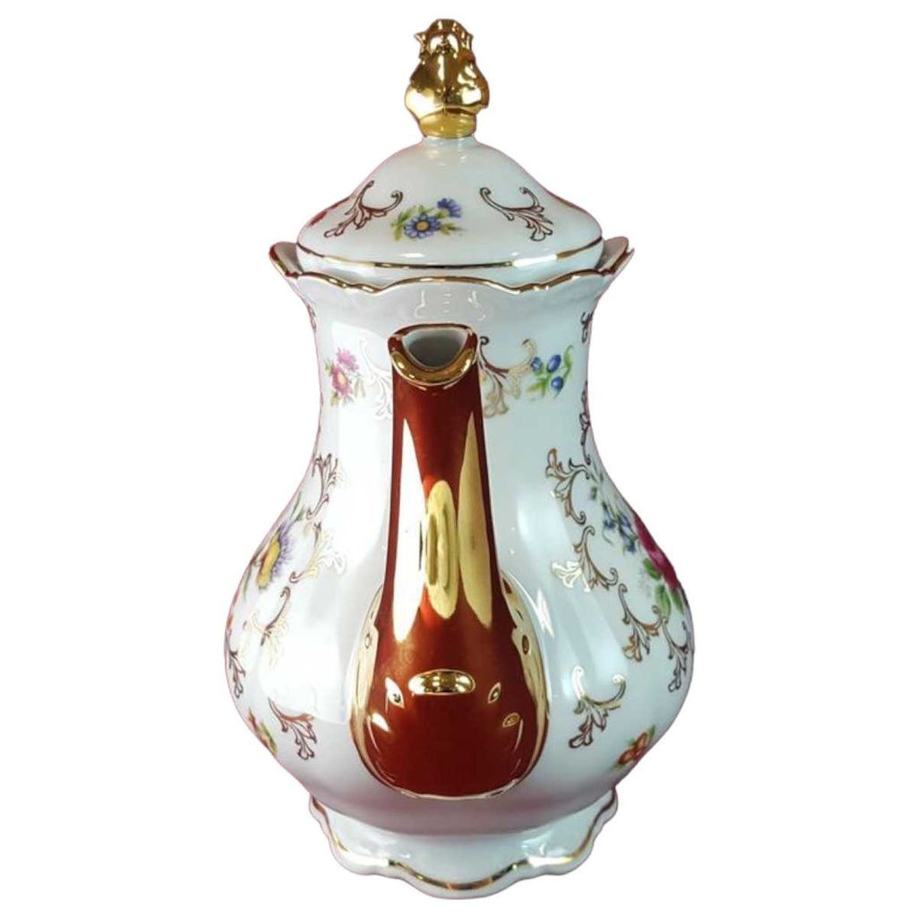 [45815440] Kaffeekanne Goldrand 1,4 L Paul Leitner bunte Blumen mit gebraucht - sehr gut Bild 2