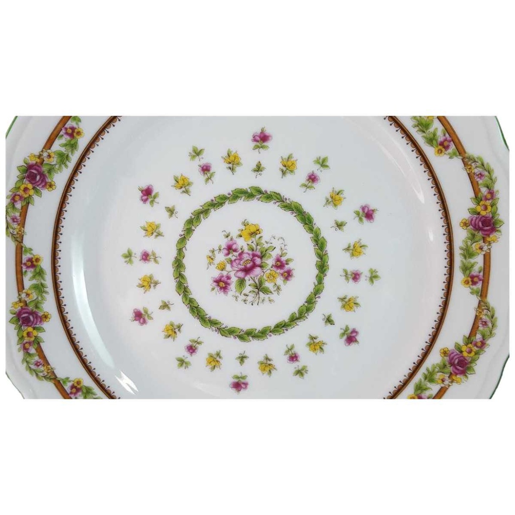 [45815445] Kuchenteller Dessertteller Frühstücksteller 19,9 cm Schaller bunte Blumendekor mit Grünrand Blumen gebraucht - gut Bild 2