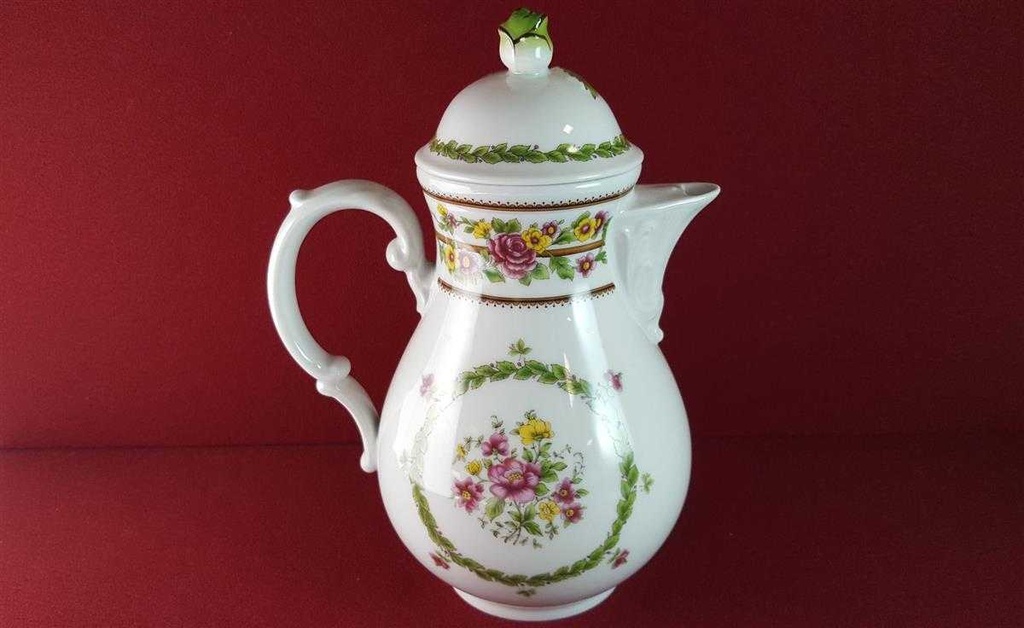 [45815447] Kaffeekanne Kanne 1,4 L Schaller bunte Blumendekor mit Grünrand Blumen gebraucht - sehr gut Bild 4