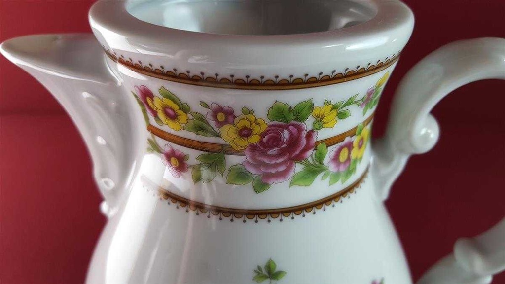 [45815447] Kaffeekanne Kanne 1,4 L Schaller bunte Blumendekor mit Grünrand Blumen gebraucht - sehr gut Bild 11