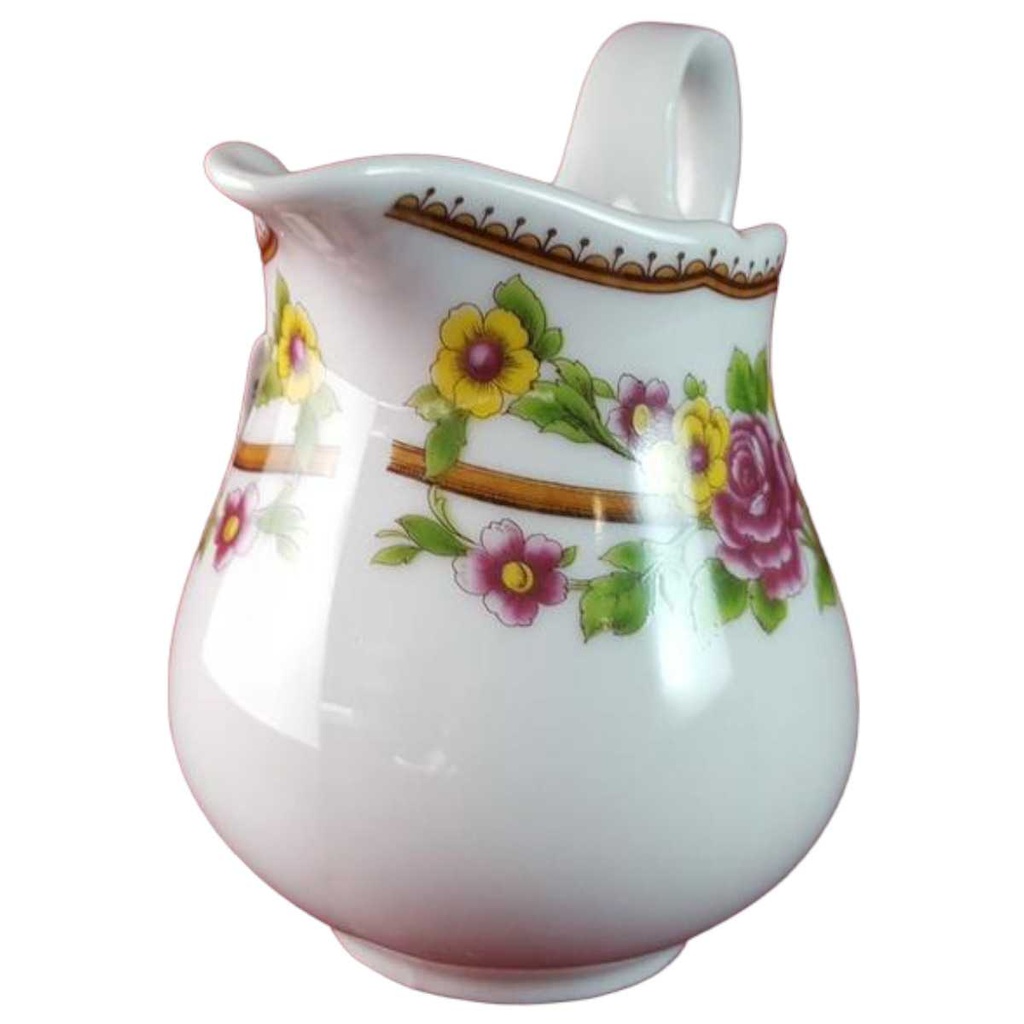 [45815448] Milchkännchen Schaller bunte Blumendekor mit Grünrand Blumen gebraucht - gut Bild 2