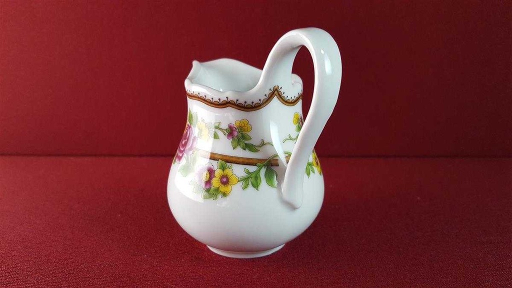 [45815448] Milchkännchen Schaller bunte Blumendekor mit Grünrand Blumen gebraucht - gut Bild 3