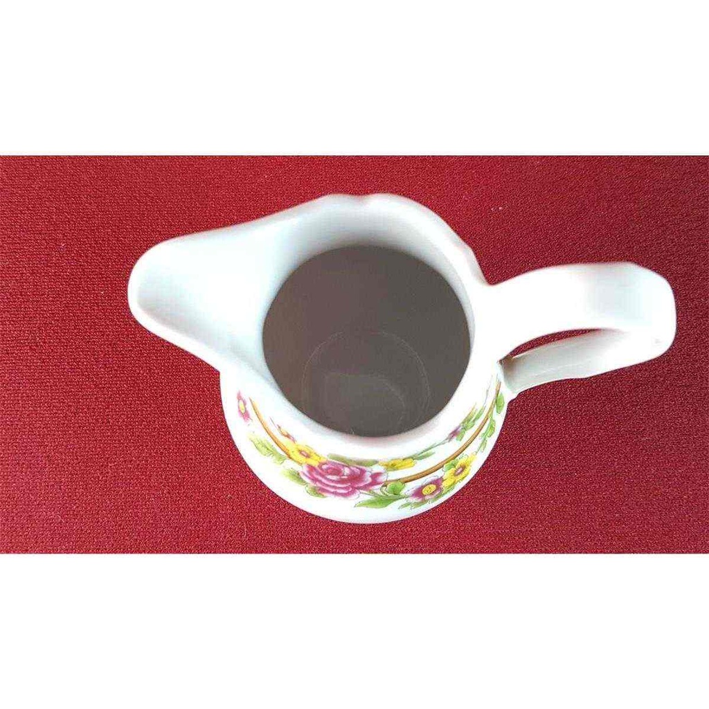 [45815448] Milchkännchen Schaller bunte Blumendekor mit Grünrand Blumen gebraucht - gut Bild 4