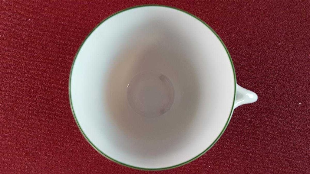 [45815449] Kaffeetasse Tasse Schaller bunte Blumendekor mit Grünrand Blumen gebraucht - gut Bild 4