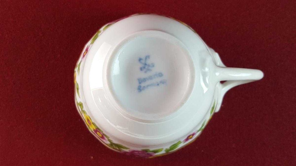 [45815449] Kaffeetasse Tasse Schaller bunte Blumendekor mit Grünrand Blumen gebraucht - gut Bild 5