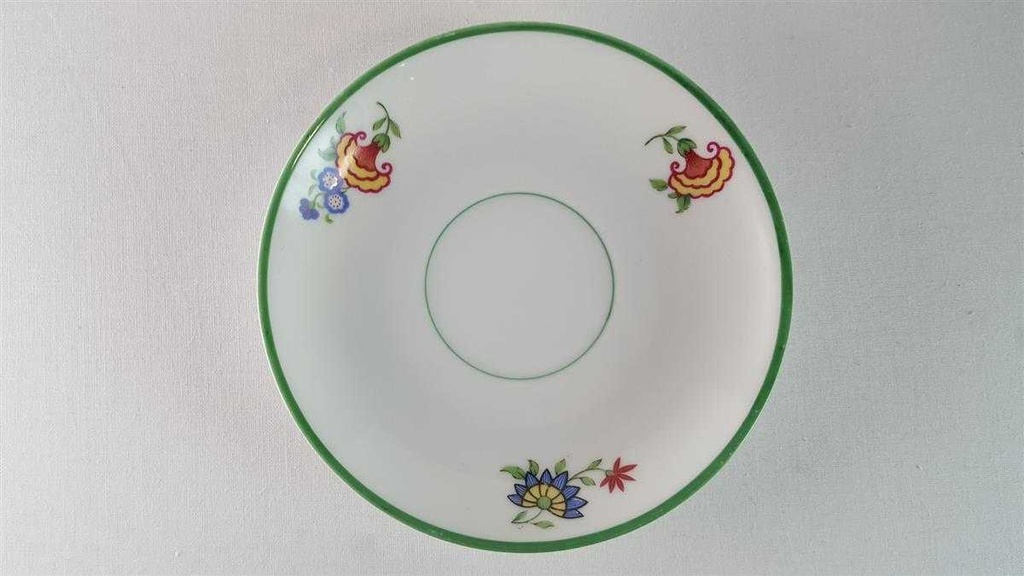 [45815478] Teetasse mit Untertasse Tasse Jaeger & Co PMR Blumendekor Grünrand Blumen Bavaria gebraucht - gut Bild 4