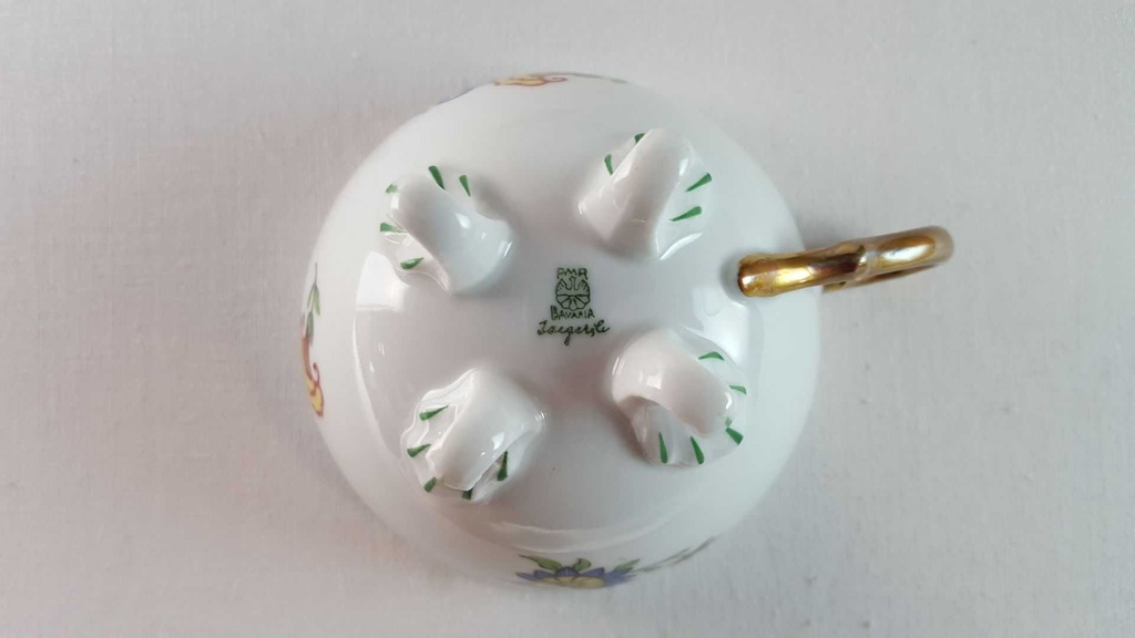[45815478] Teetasse mit Untertasse Tasse Jaeger & Co PMR Blumendekor Grünrand Blumen Bavaria gebraucht - gut Bild 7