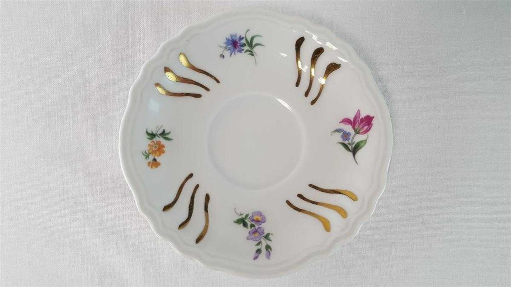 [45815480] Untertasse Mokkatasse mit Tasse Espressotasse & Golddekor Weimar Porzellan gebraucht - gut Bild 4