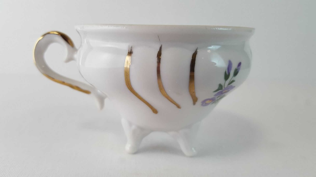 [45815480] Untertasse Mokkatasse mit Tasse Espressotasse & Golddekor Weimar Porzellan gebraucht - gut Bild 5
