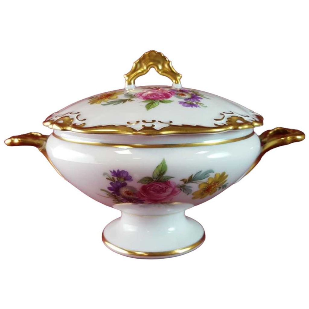 [45815487] Deckeldose Bonboniere Golddekor AK Kaiser Porzellan bunte Blumen Sonstiges gebraucht - defekt Bild 2