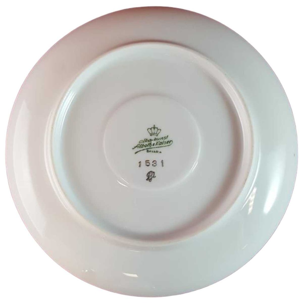 [45815507] Untertasse für Kaffee Goldrand 14,6 cm AK Kaiser Porzellan Alboth & Rosendekor mit 1531 gebraucht - sehr gut Bild 2