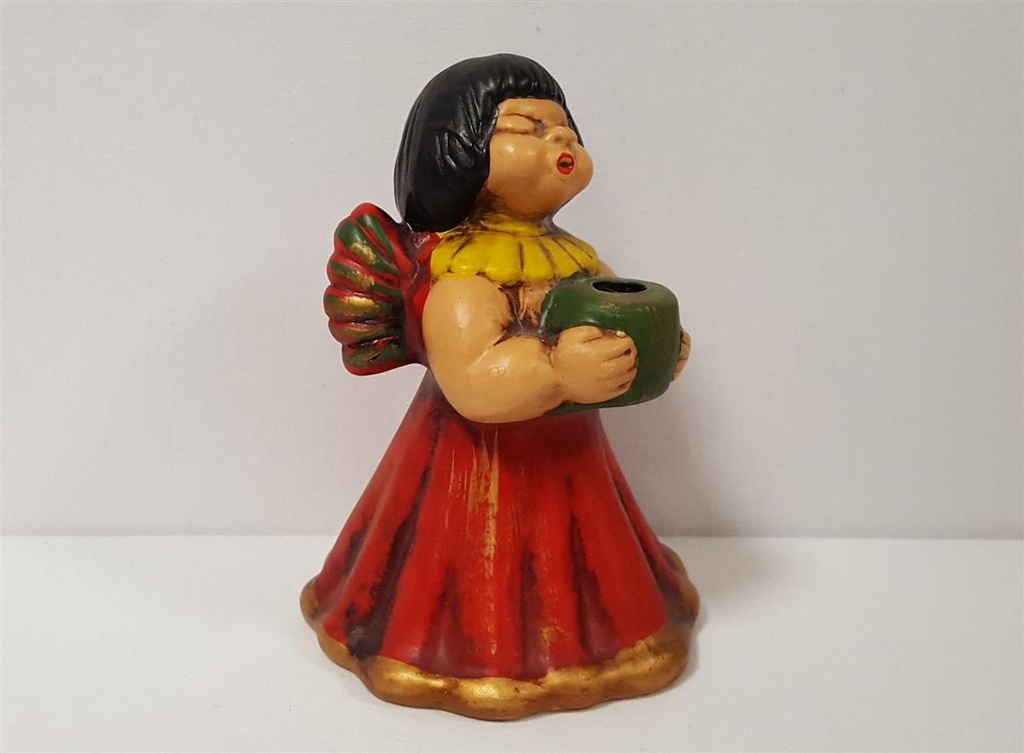 [45815587] Weihnachten Singende Engel Rot Figur Kerzenhalter Keramik H 15,5 cm Bild 2