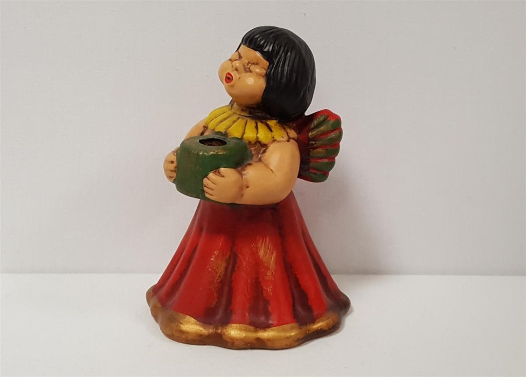 [45815587] Weihnachten Singende Engel Rot Figur Kerzenhalter Keramik H 15,5 cm Bild 4