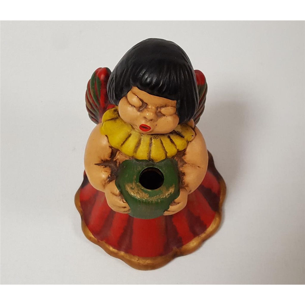 [45815587] Weihnachten Singende Engel Rot Figur Kerzenhalter Keramik H 15,5 cm Bild 5