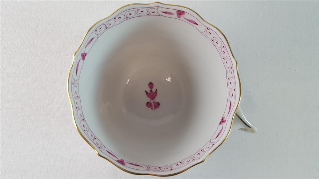 [45815618] Kaffeetasse mit Untertasse Tasse Meissen Neuer Ausschnitt Indische Malerei Purpur II. Wahl Bild 5