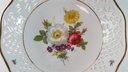 [45815639] Schale Durchbruchschale Goldrand Durchbrucharbeit 23,2 cm Marienbad Ingres Weiss bunte Blumen gebraucht - sehr gut Bild 2