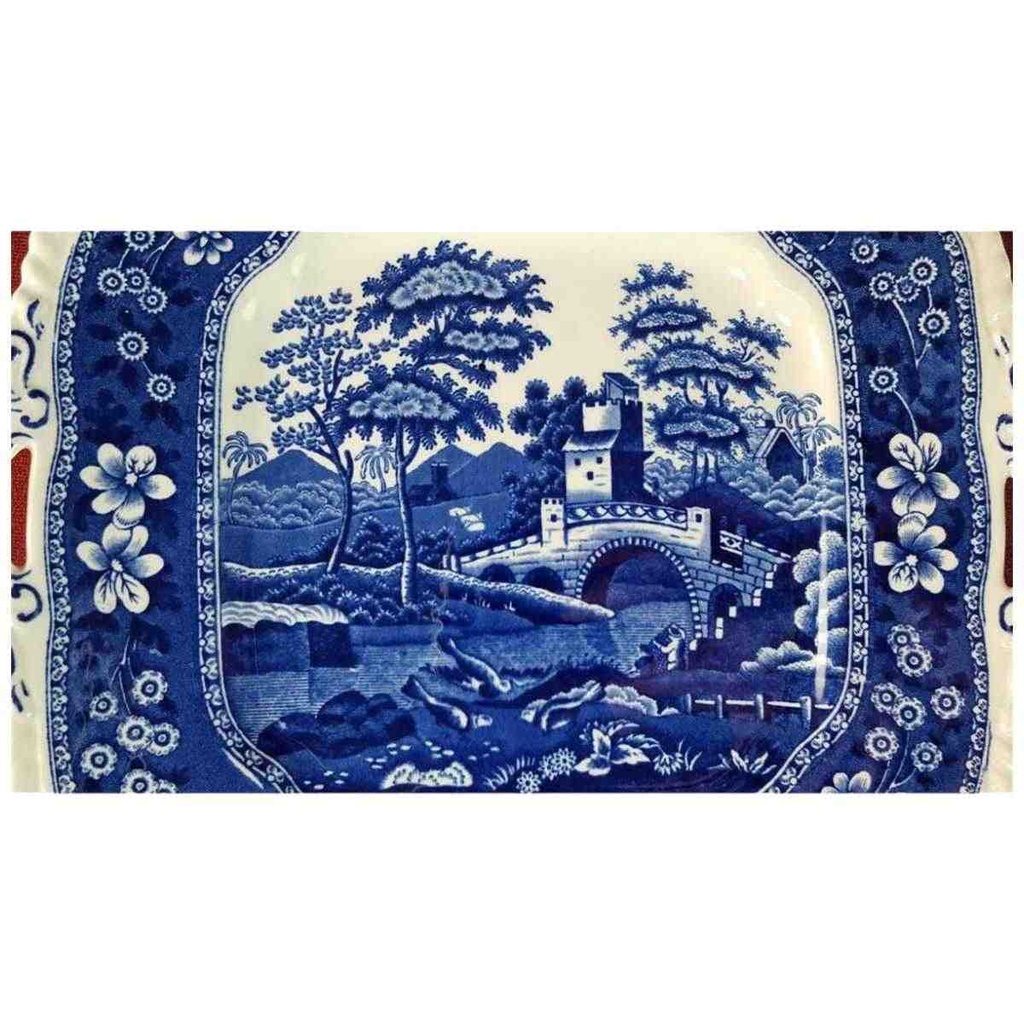 [45815682] Coupe /Sandwichplatte Sandwichplatte 28,2x24,3 cm Spode Copeland Blue Tower Blau gebraucht - gut Bild 2