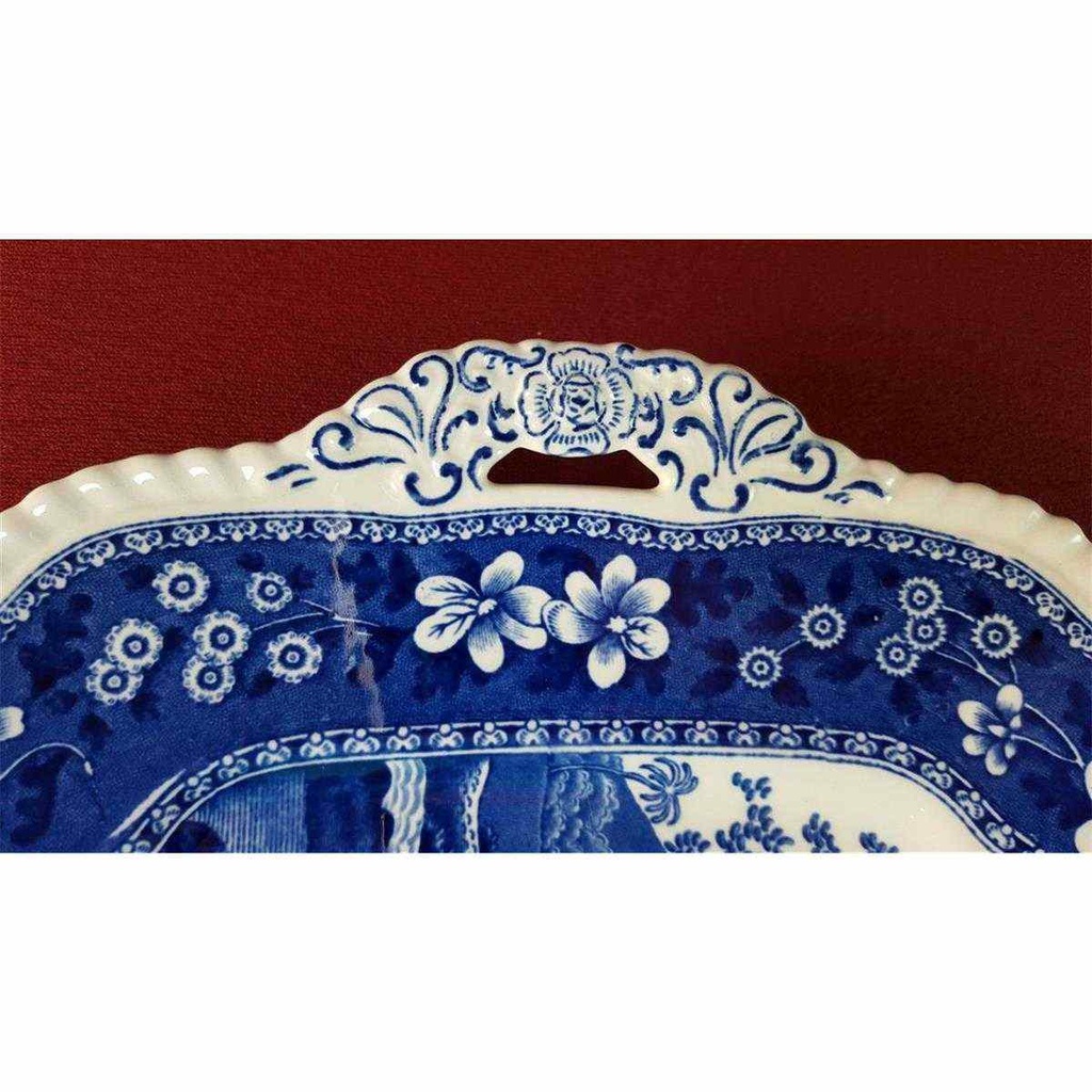 [45815682] Coupe /Sandwichplatte Sandwichplatte 28,2x24,3 cm Spode Copeland Blue Tower Blau gebraucht - gut Bild 3