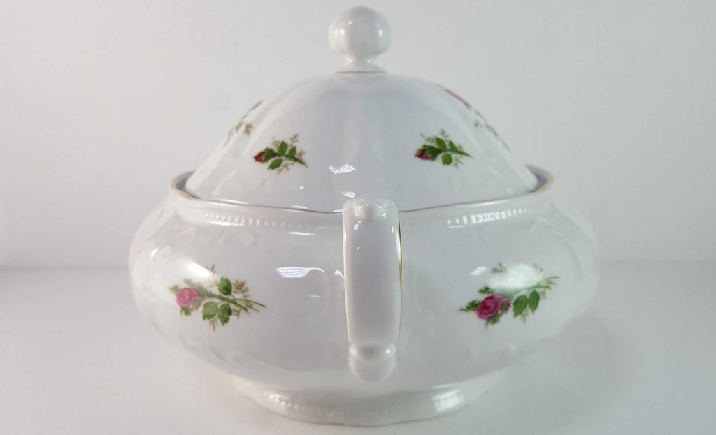 [45815711] Ragoutterrine Suppenterrine Suppenschüssel Servierschüssel 2,1 L Seltmann Weiden Wien Moosrose 26477 gebraucht - sehr gut Bild 4