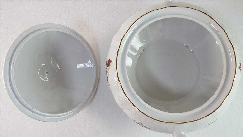 [45815711] Ragoutterrine Suppenterrine Suppenschüssel Servierschüssel 2,1 L Seltmann Weiden Wien Moosrose 26477 gebraucht - sehr gut Bild 6