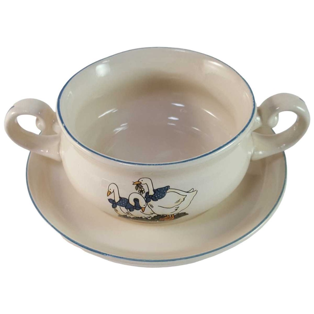 [45815756] Suppentasse mit Untertasse Mandarin Stoneware Gänsedekor gebraucht - gut Bild 2