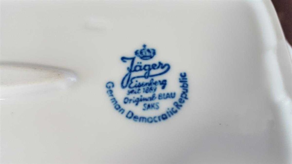 [4581580] Tablett für Milch und Zucker Jaeger & Co Indisch Blau Strohblume Original Saks gebraucht - sehr gut Bild 3