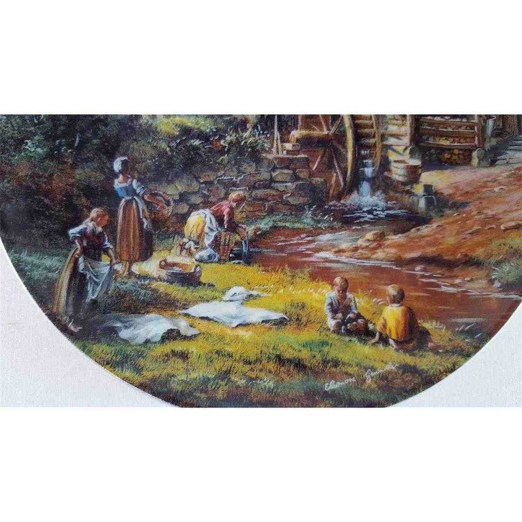 [45815805] Wandteller Reichenbach 1992 Wäscherinnen am Bach gebraucht - gut Bild 3