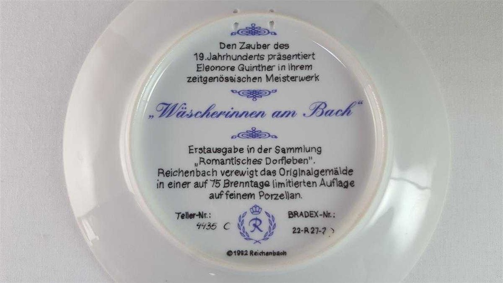 [45815805] Wandteller Reichenbach 1992 Wäscherinnen am Bach gebraucht - gut Bild 6