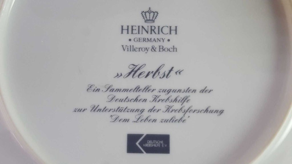 [45815832] Wandteller Villeroy & Boch Heinrich Deutsche Krebshilfe Herbst gebraucht - gut Bild 6
