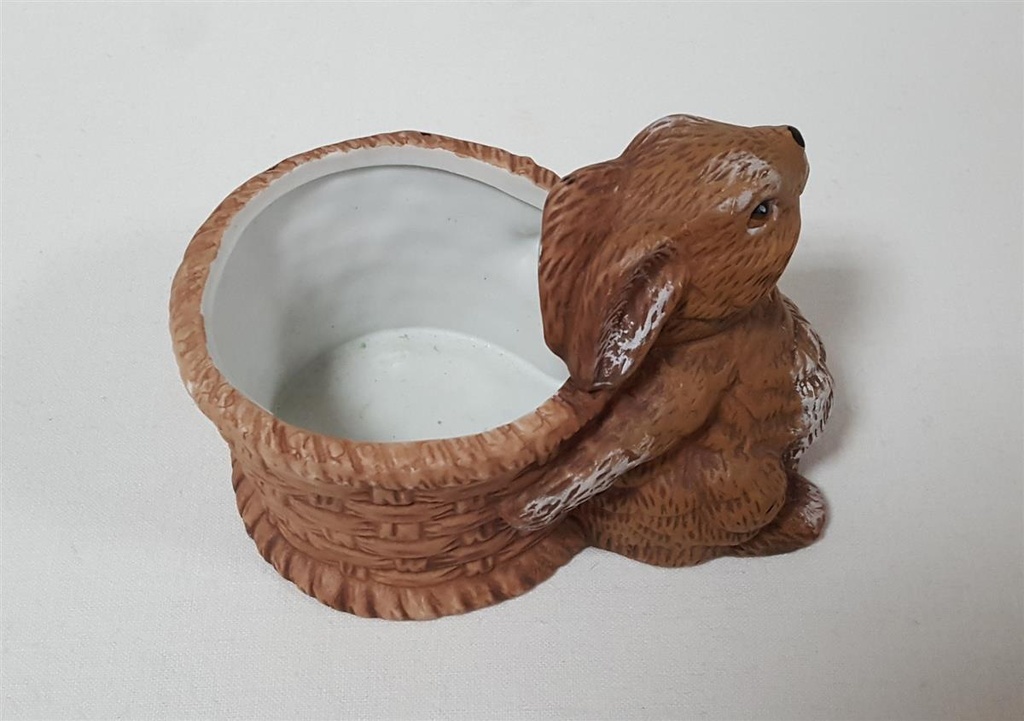 [45815833] Figur Skulptur Osterhase mit Korb Keramik braun Deko H 8 cm Bild 6