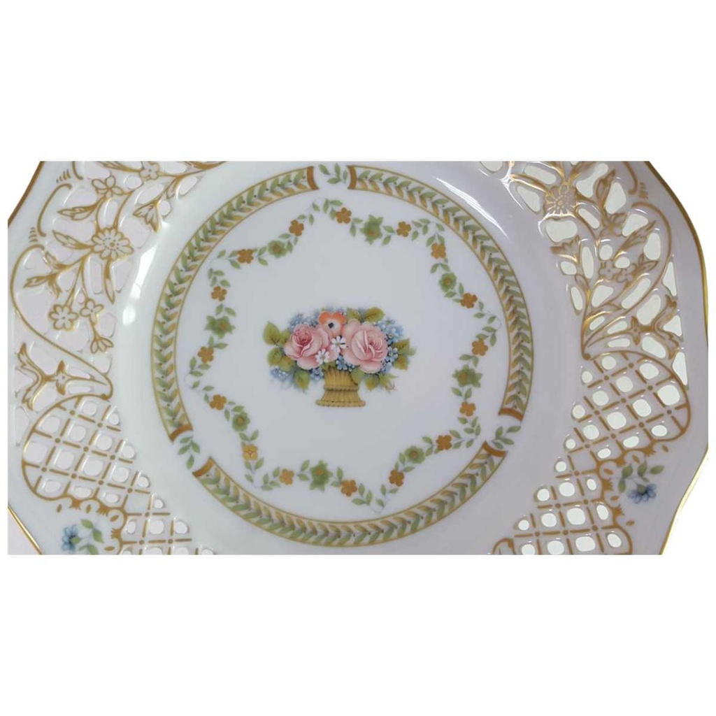 [45815843] Gebäckschale Konfektschale auf Fuß 19 cm Villeroy & Boch Gallo Leonardo Das Blumenkörbchen gebraucht - gut Bild 2