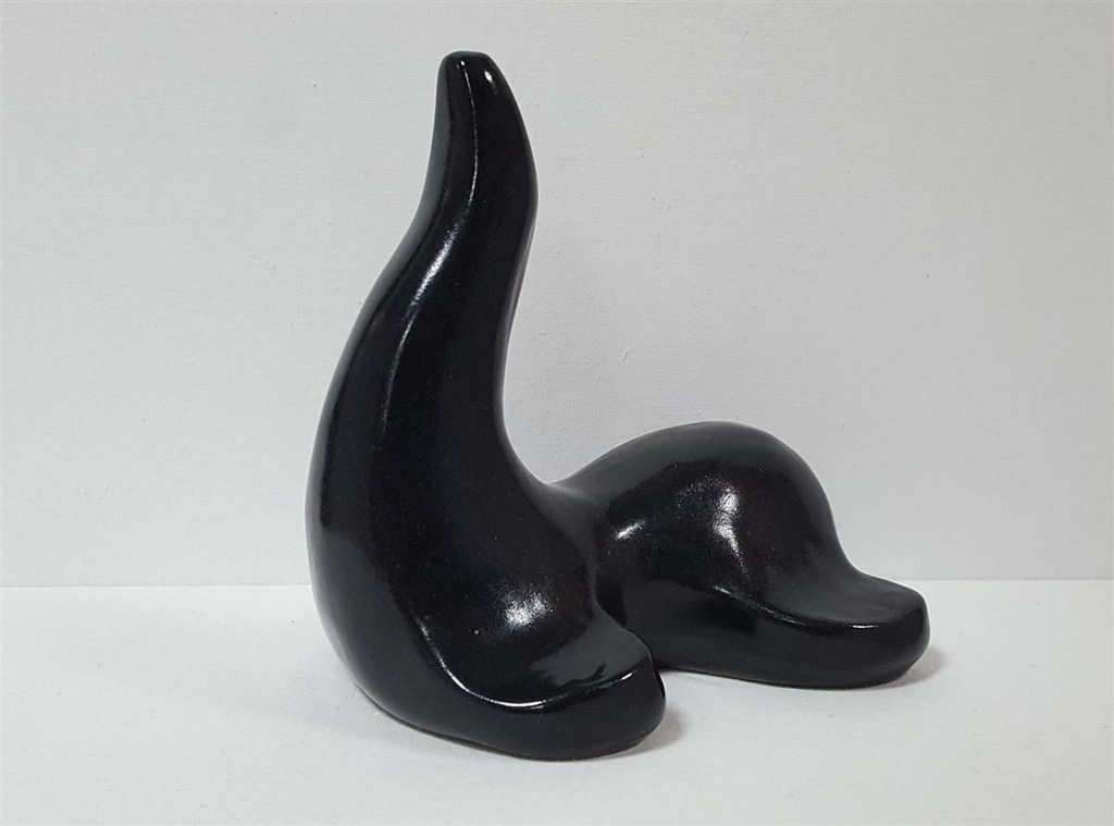 [45815846] Seehund Walross Figur Deko Keramik schwarz H 17,5 cm Bild 4