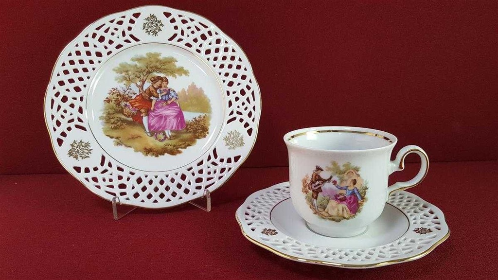 [45815859] Kaffeegedeck Durchbrucharbeit 3tlg Goldberg Bavaria gebraucht - gut Bild 4