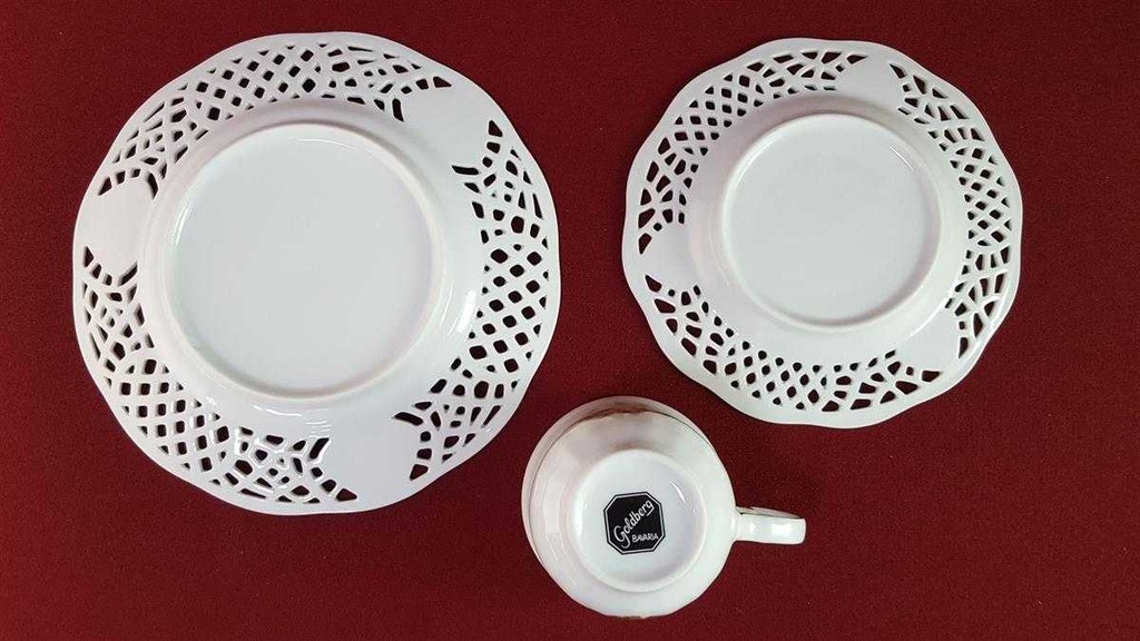 [45815859] Kaffeegedeck Durchbrucharbeit 3tlg Goldberg Bavaria gebraucht - gut Bild 7