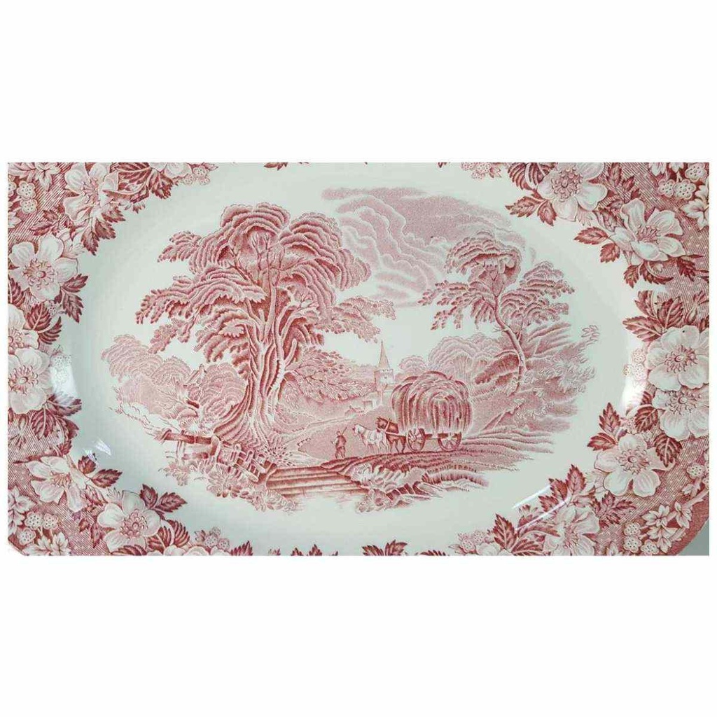 [45815888] Servierplatte Speiseplatte Fleischplatte 35,5x28,5 cm Enoch Wedgwood Woodland Rot II. Wahl gebraucht - gut Bild 2